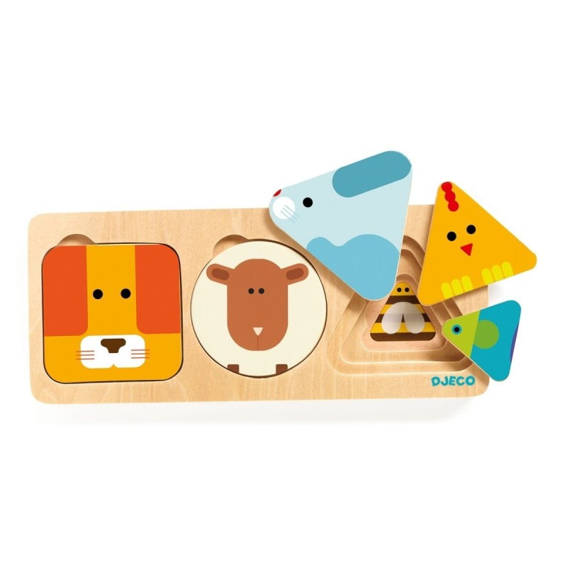 Puzzle Drewniane Zwierzątka Kształty - Djeco