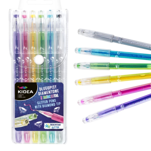 Długopisy z brokatem diamentowe 6 błyszczących kolorów Kidea