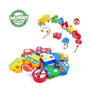 Drewniana nawlekanka Pojazdy - Woopie