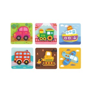 Drewniane Układanki 6w1 Puzzle Pojazdy - Tooky Toy