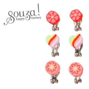 Klipsy do uszu dla dziewczynek Kwiatki Serca Kółka 3 pary