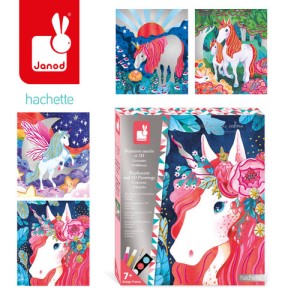 Malowanie farbami perłowymi i 3D Jednorożce obrazy Janod