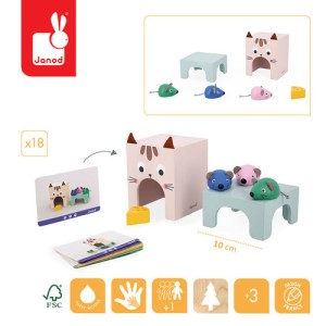 Janod Drewniana układanka edukacyjna Orientacja w przestrzeni Kot i mysz