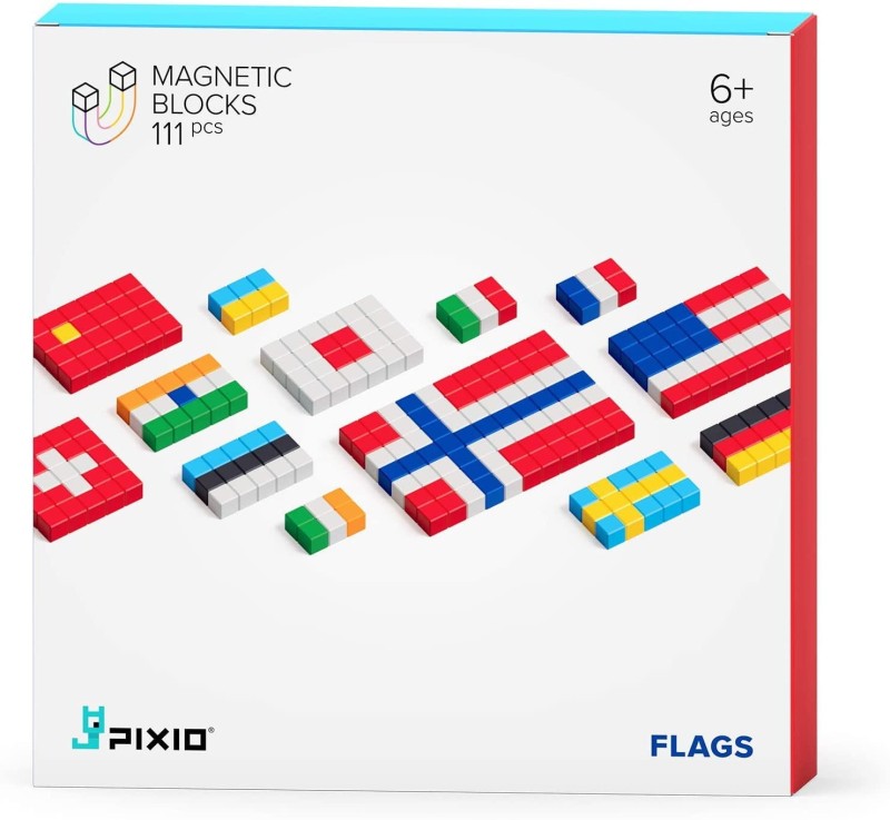 Klocki Magnetyczne Pikselowe 111 el. Flags - Pixio