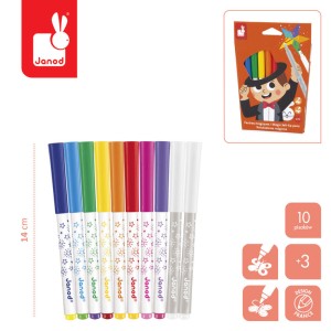 Magiczne pisaki flamastry zmieniające kolor 10 kolorów Janod