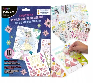 Wyklejanki metaliczne po numerkach puzzle naklejki Magiczny Świat Kidea