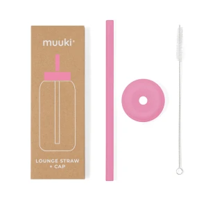 Słomka do szklanej butelki bidonu Mini Lounge Straw + Cap Flamingo Pink Muuki