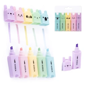 Kidea Mini zakreślacze pastelowe – zwierzaki, zestaw 5 kolorów Kidea