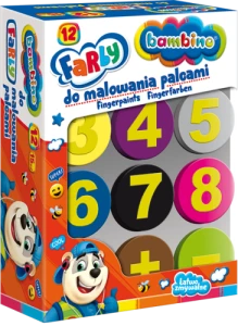 Farby do malowania palcami 12 kolorów łatwo zmywalne cyferki  Bambino