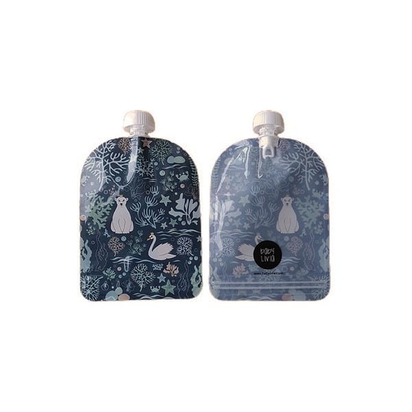 Wielorazowe Saszetki Tubki na Mus 6 szt. Ocean - Baby Livia