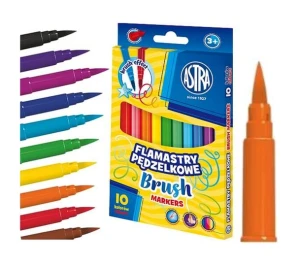 Flamastry okrągłe pędzelkowe pisaki kolorowe 10 szt. Astra Brush