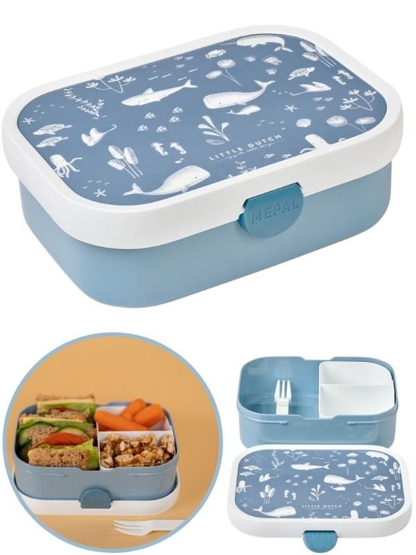 Lunchbox śniadaniówka z widelczykiem Ocean - Little Dutch
