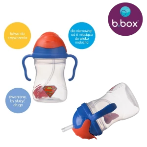 B.box Superman bidon ze słomką, kubek niekapek 240 ml