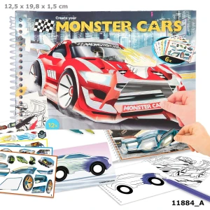 Kolorowanka Pocket Monster Cars z naklejkami – samochody, kolorowanie i naklejanie