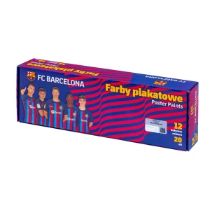 Farby plakatowe 12 kolorów 20 ml szkolne FC Barcelona Astra słoiczki