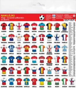 Naklejki Flagi - koszulki piłkarskie. 55 reprezentacji EUROPA  
