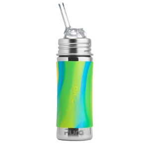 Pura stalowa butelka ze słomką 325ml green swirl Pura Kiki