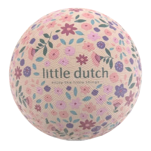 Piłka dla dzieci 18 cm gumowa różowa kwiatki Little Dutch