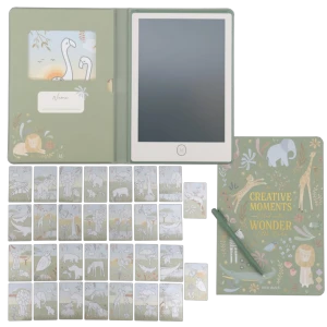 Little Dutch Tablet znikopis z kartami do rysowania zielony 30 wzorów Zwierzęta