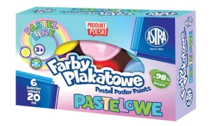 Farby plakatowe pastelowe kolory 6 x 20 ml szkolne polskie Astra