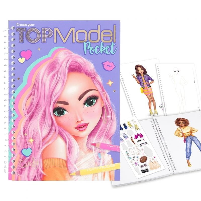 Szkicownik z Naklejkami Modelki Pocket Colouring Book - TopModel