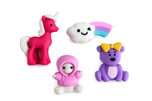 Gumki do mazania 4 szt. w etui jednorożec tęcza misie Puzzle Toys Inn
