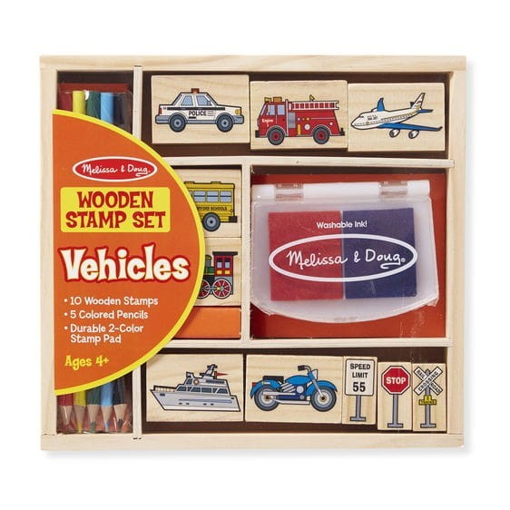 Stempelki Pojazdy z Tuszem i Kredkami - Melissa & Doug