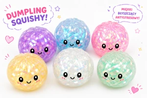 Gniotek pierożek Squishy brokatowy błyszczący pieróg w koszyczku, kawaii niespodzianka 1 szt.