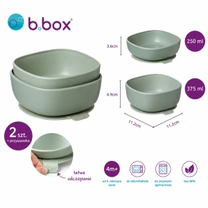 B.box 2 miseczki z przyssawką 250 ml i 375 ml, antypoślizgowe zestaw Sage