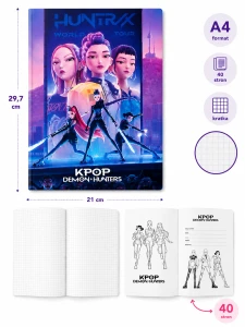 KPop Demon Hunters zeszyt A4 w kratkę 40 stron w kratkę 5x5mm