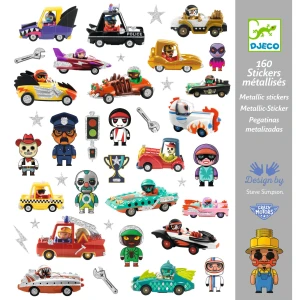 Djeco Crazy Motors DJ09287 – 160 naklejek z samochodami i metalicznymi detalami