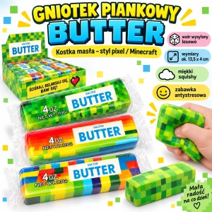 Gniotek Minecraft masło pikselowy do zgniatania 1 szt. piankowy Squishy BUTTER