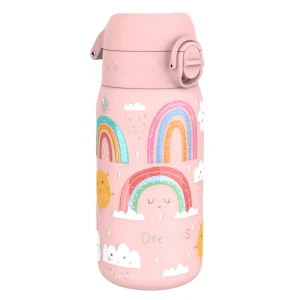 ION8 butelka termiczna dla dzieci tęcze, podwójna ścianka, szczelna termos różowy 320 ml