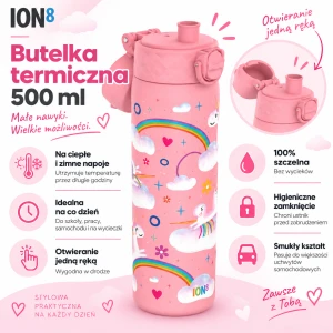 ION8 termos  butelka termiczna ze stali nierdzewnej 500 ml  Unicorn Rainbows