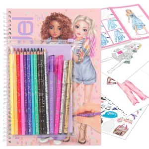 Kolorowanka z Sylwetkami, Naklejkami, Kredkami Ubieranki - Top Model