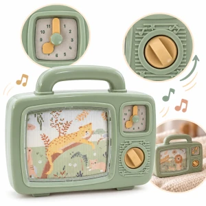 Little Dutch retro radyjko z melodią i przesuwanym obrazem Musical TV zwierzątka Safari