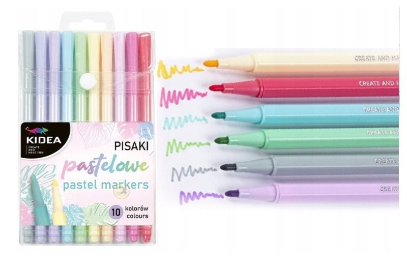 Pastelowe Pisaki 10 kolorów - Kidea