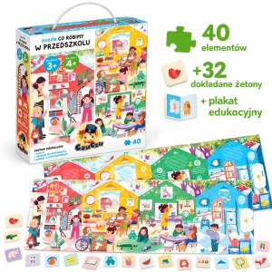 CzuCzu duże puzzle Co robimy W przedszkolu + 32 kafelki przedmioty, poradnik zestaw edukacyjny