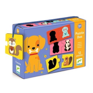 Puzzle dwuelementowe Dopasuj Cienie Zwierzątek - Djeco