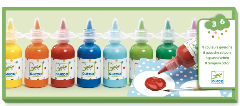 Farby Plakatowe Gwaszowe 8 Butelek - Djeco