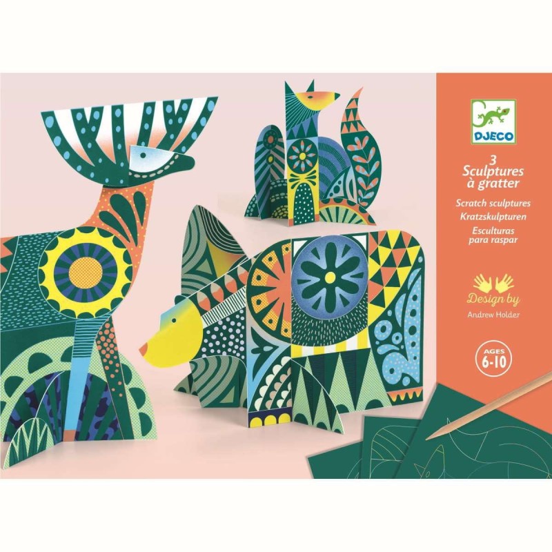 Trójwymiarowe Wydrapywanki Zwierzęta 3 szt.- Djeco