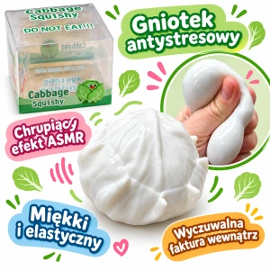 Gniotek biała kapusta chrupiący ASMR sensoryczny relaksujący warzywo
