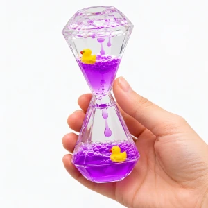Klepsydra sensoryczna z kaczuszkami 3min wodna klepsydra z ruchomymi figurkami One for Fun, 13 cm