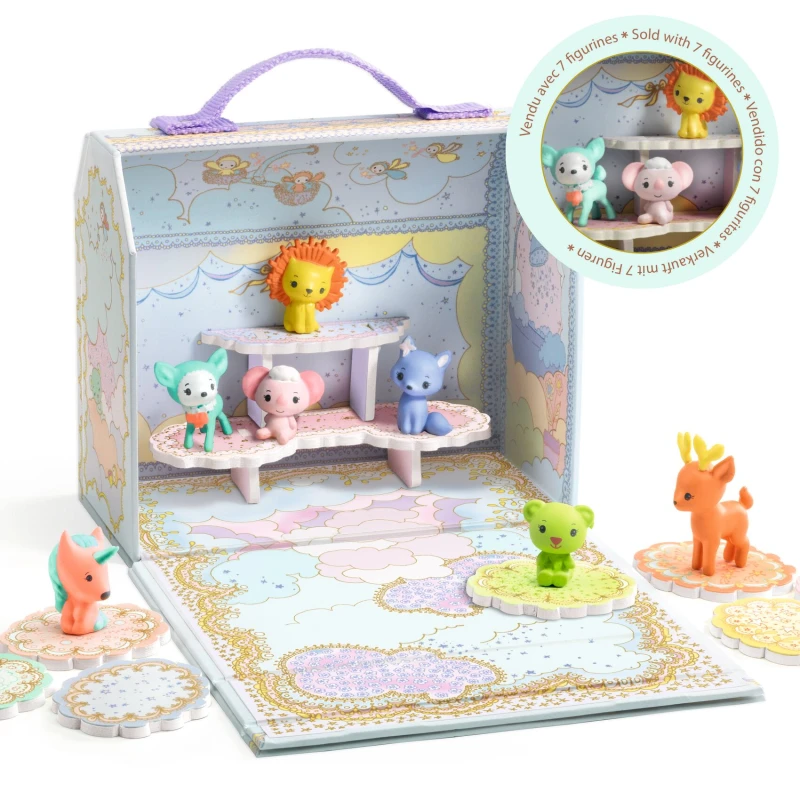 Mini domek walizka z 7 figurkami zwierzątek Tiny Pets Djeco