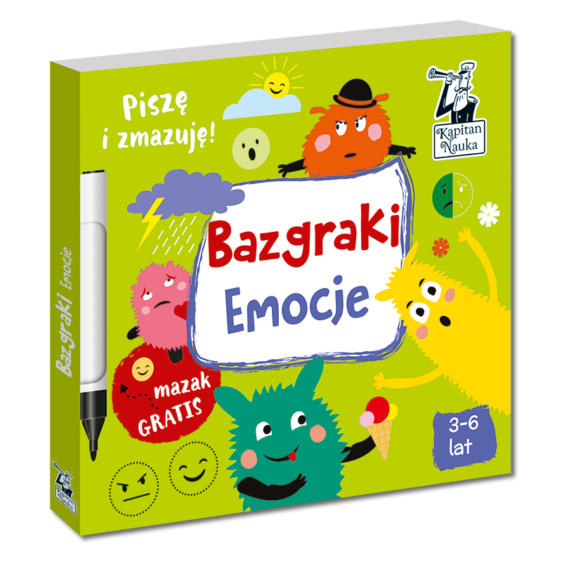 Bazgraki. Emocje + suchościeralny mazak. Zeszyt kreatywny. Kapitan Nauka