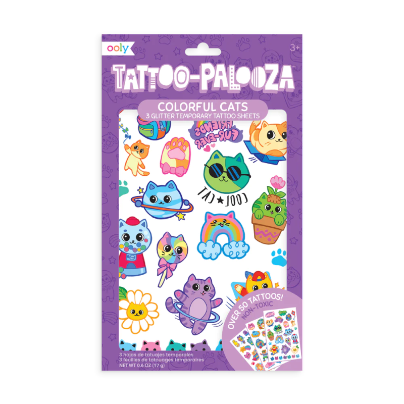 Brokatowe Tatuaże dla Dzieci Koty - Ooly