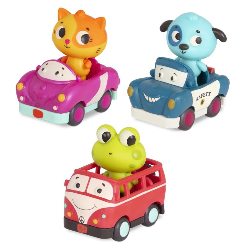 3 Autka Sensoryczne z Pasażerami Light Up Cars - b.toys