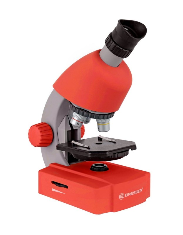 Mikroskop dla dzieci 40x-640x z Akcesoriami czerwony - Bresser Junior