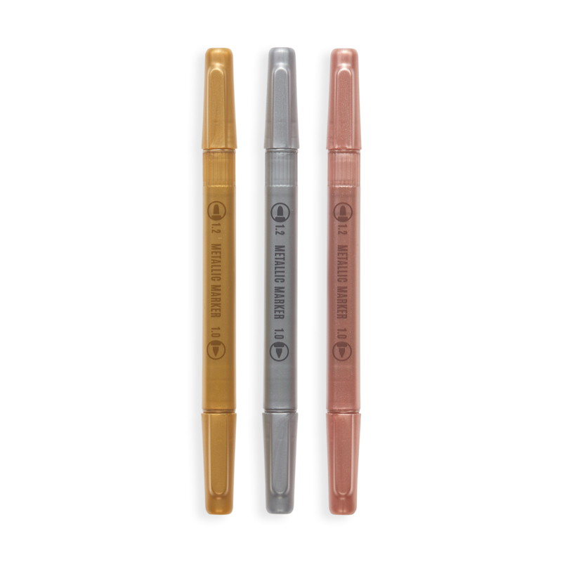 Metaliczne Flamastry z Podwójną Kocówką Modern Trio - Ooly