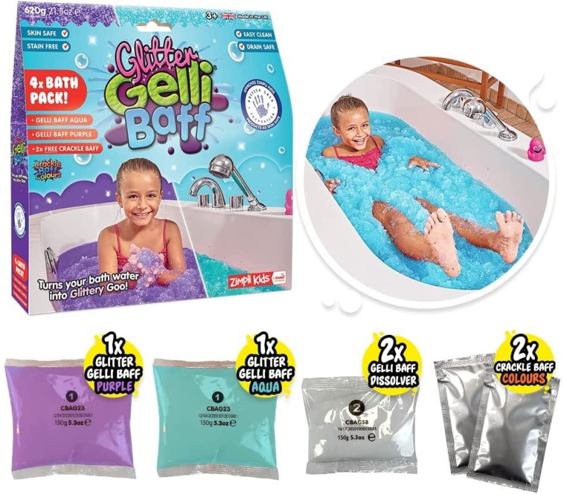 Magiczny proszek do kąpieli Glitter Gelli Baff niebieski i fioletowy - Zimpli Kids